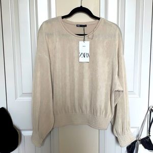 NWT Zara basics thin cream sweater